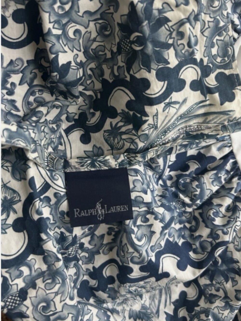 NWOT Ralph Lauren Tamarind Blue White KING BEDSKiRT  DUST RUFFLE